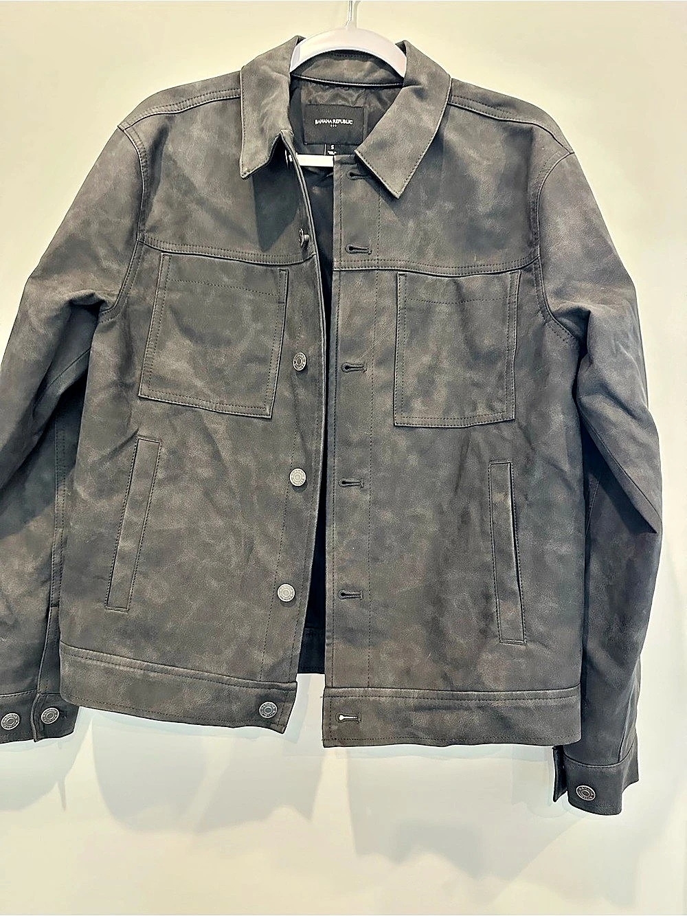 Banana Republic Vegan Leather Jacket in dark Gray Size Small Like New